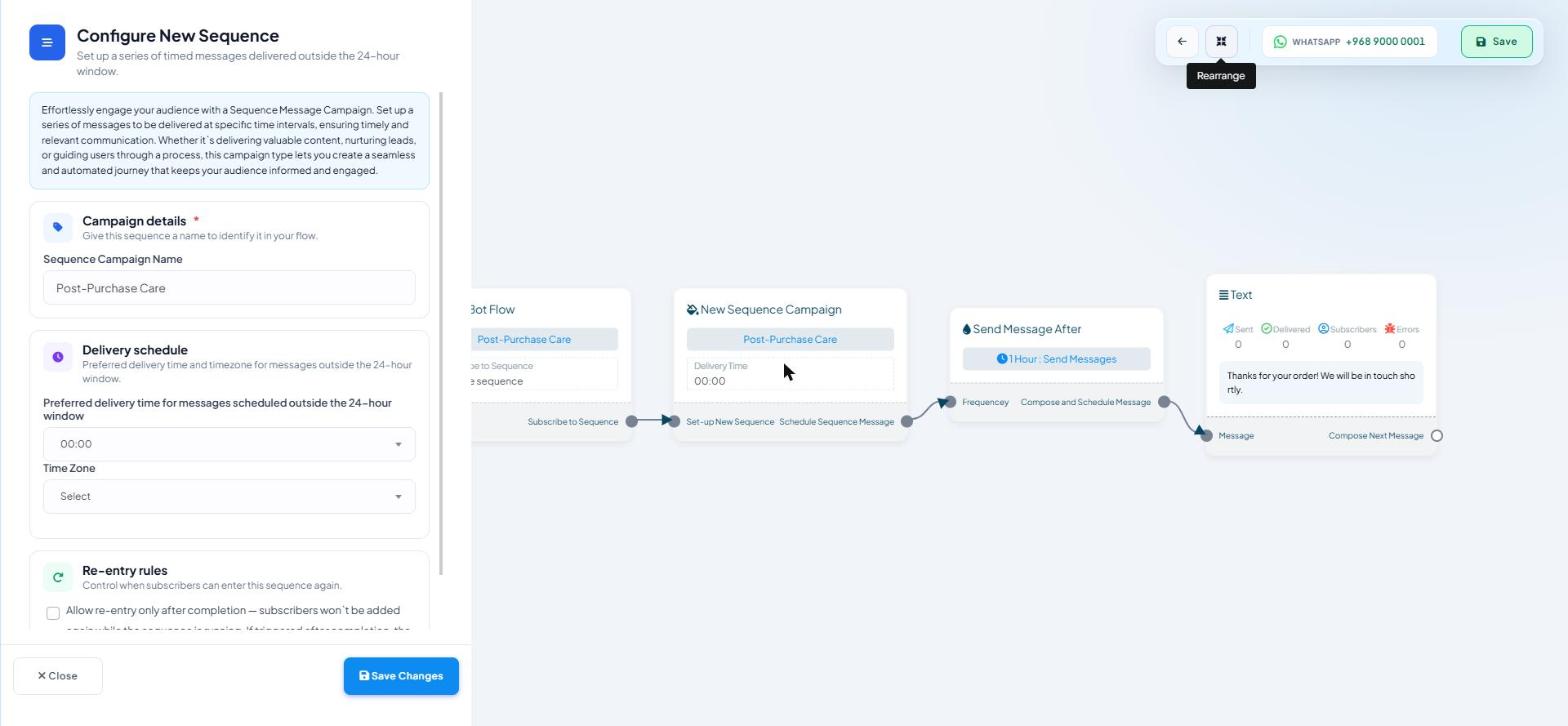Configure New Sequence panel showing the