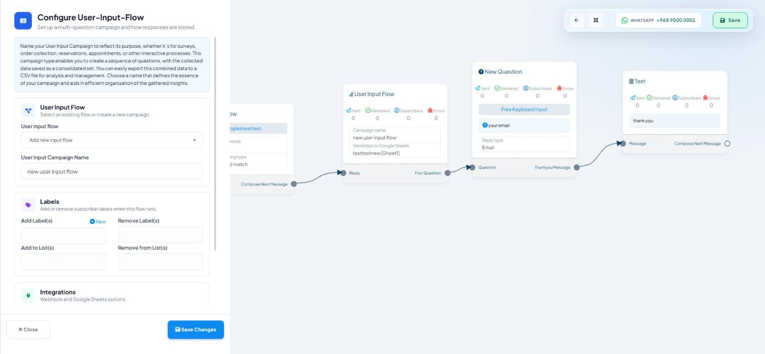 Configure User-Input-Flow with the User Input