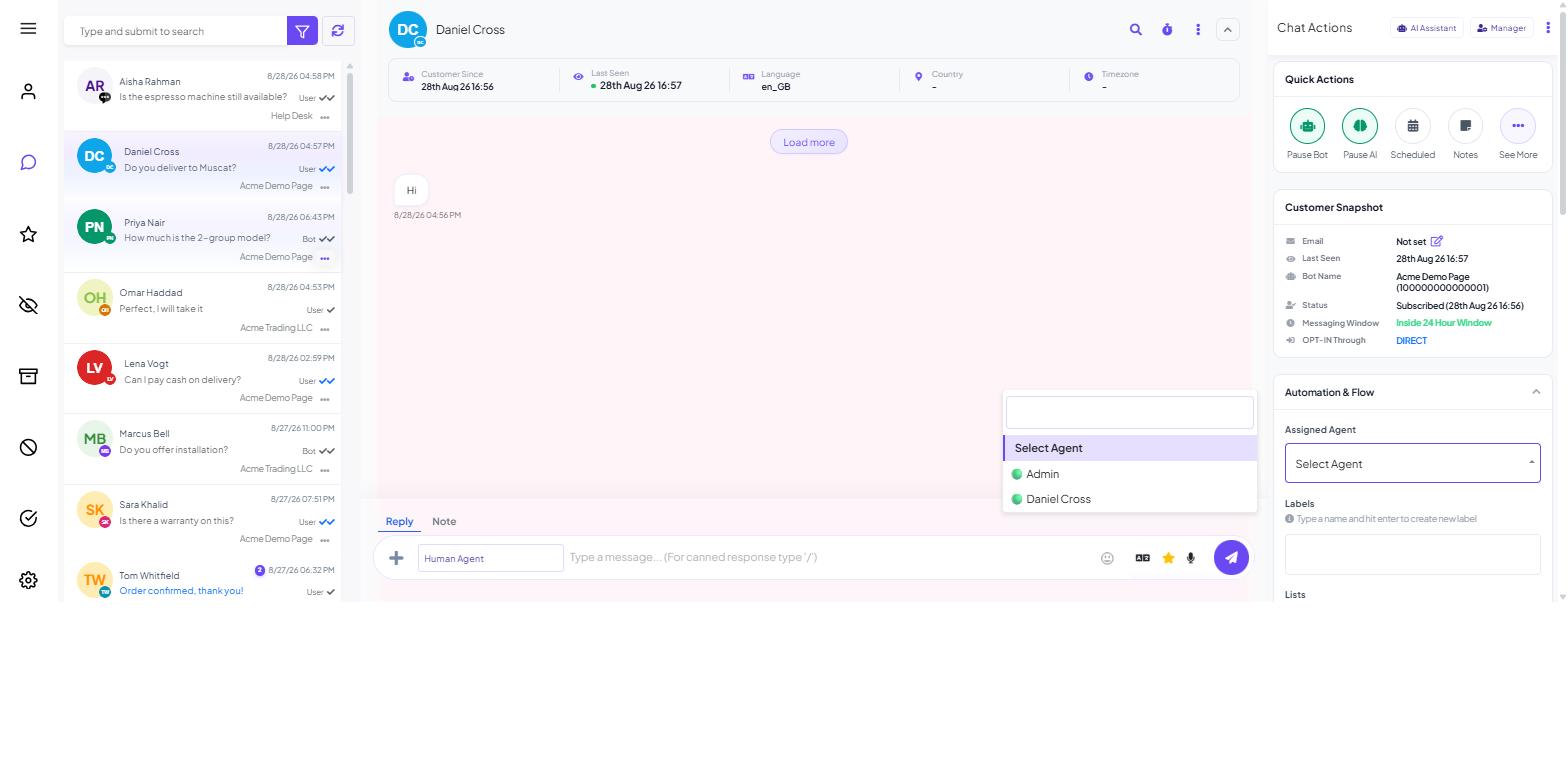 The Chat Actions panel with the