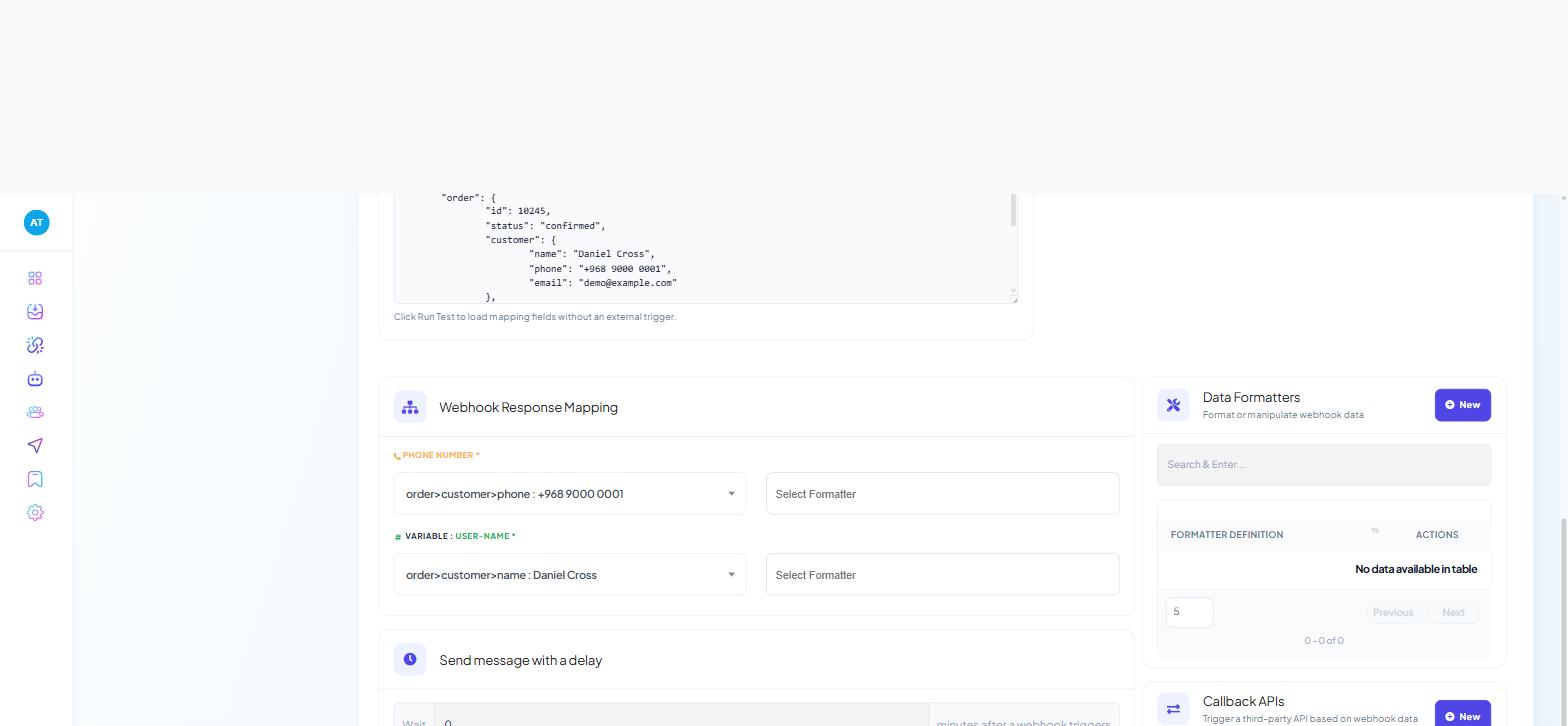 A saved webhook workflow showing the