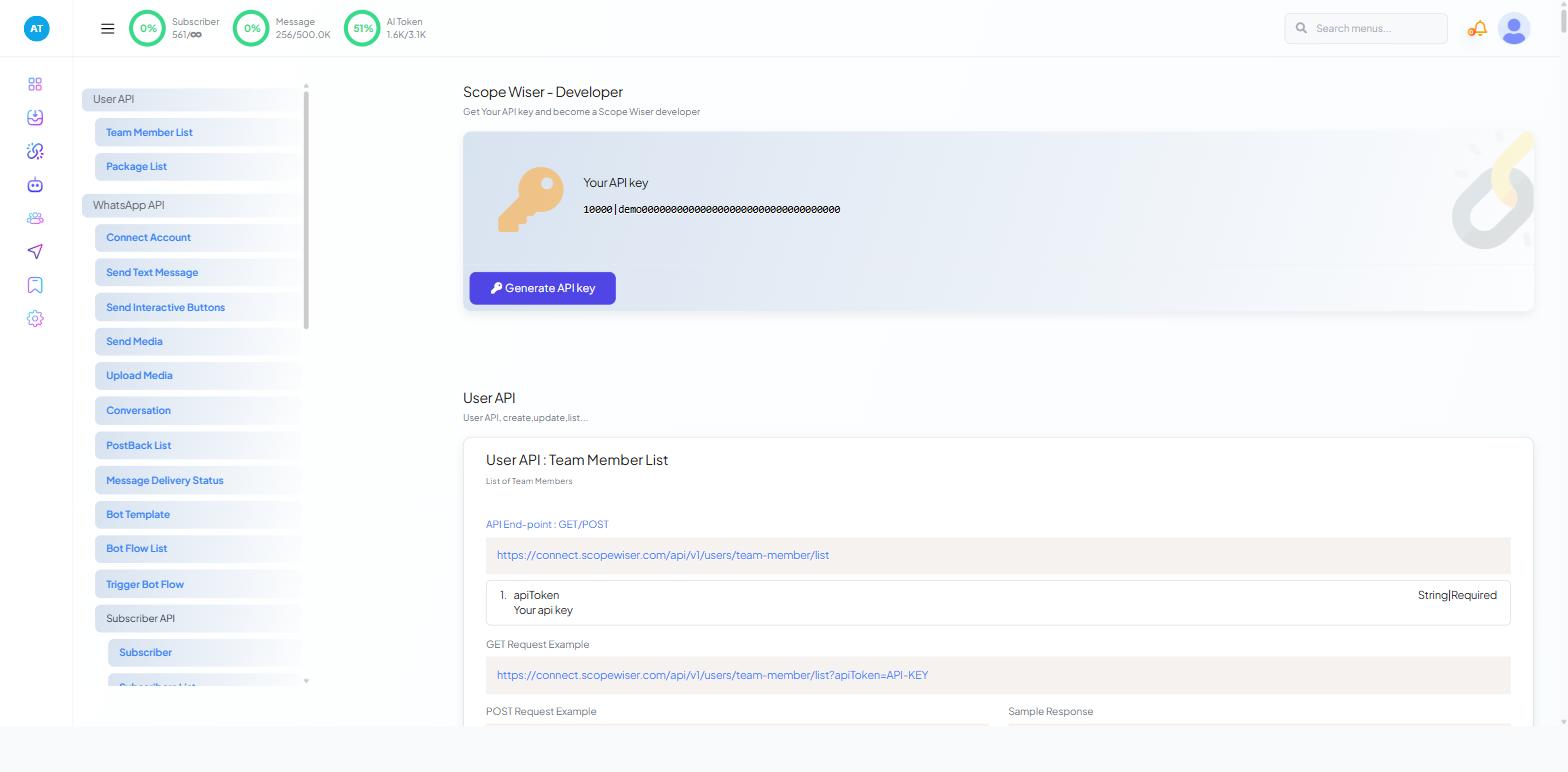 The developer console on a demo account