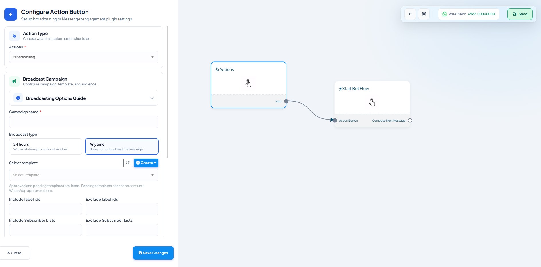 The Flow Builder canvas for a