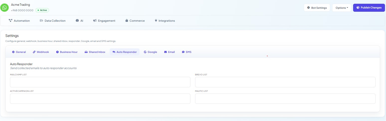 Chatbot Manager Bot Settings Auto Responder