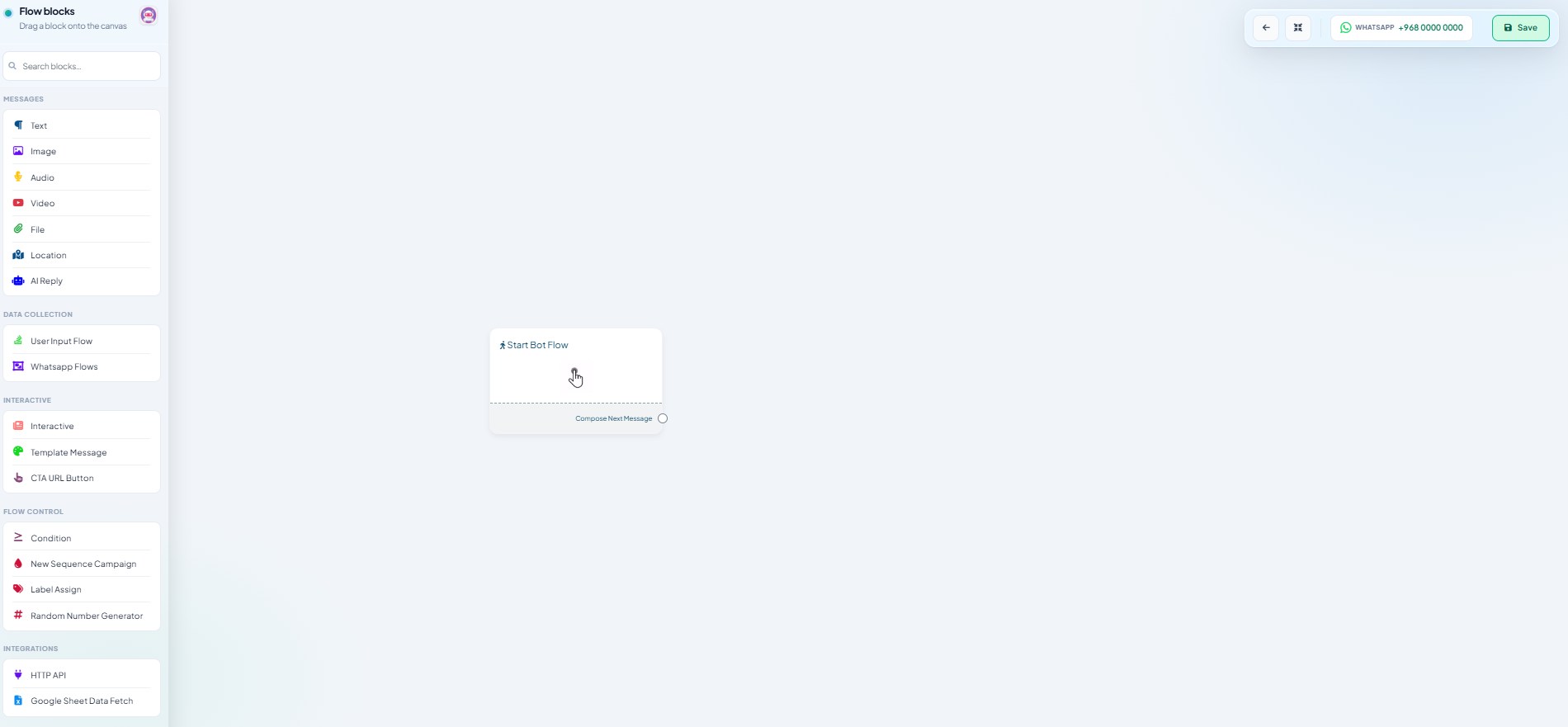 Flow Builder on a WhatsApp demo