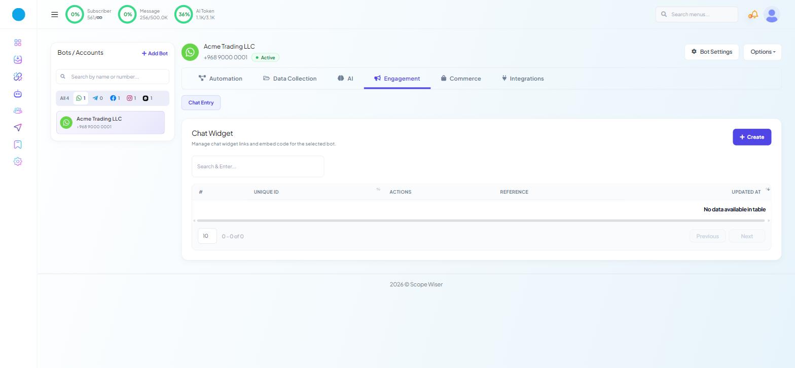 Chatbot Manager Engagement Chat Entry on