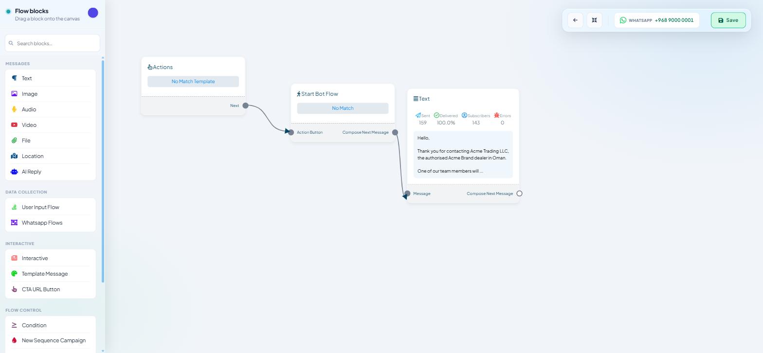 Flow Builder with a message node