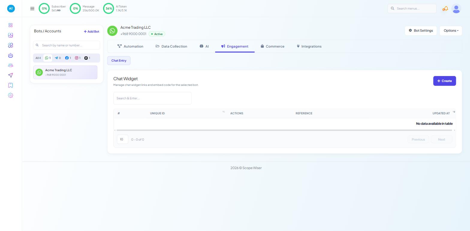 Website Chat Widgets on a demo